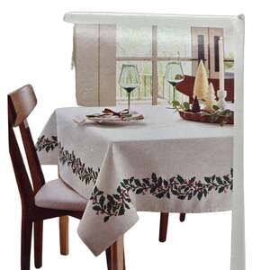 Threshold Holly Tablecloth Rectangular Beige Cotton Linen Blend Christmas 60x84